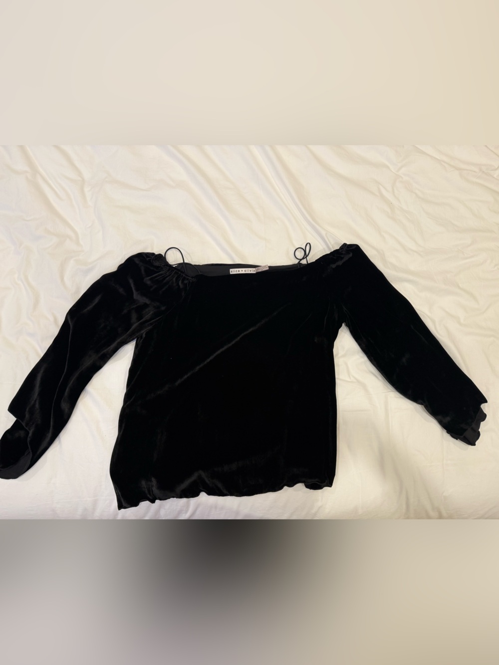 Alice + Olivia Black Velvet off the shoulder top